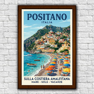Vintage Reiseposter Positano, Italien 1960er Jahre Poster