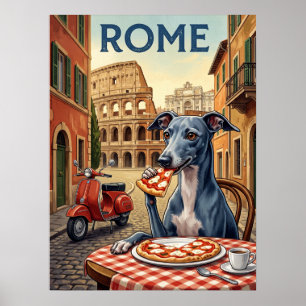 Vintage-Reiseposter Rom Italien Hund Pizza Poster