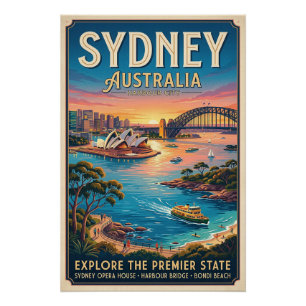 Vintage-Reiseposter Sydney Australien Poster