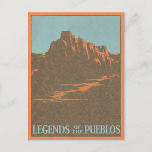 Vintage Reiseposter, Taos Pueblos, New Mexico Postkarte
