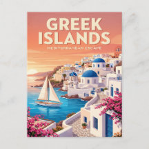 Vintage-Reisepostkarte | Griechische Inseln