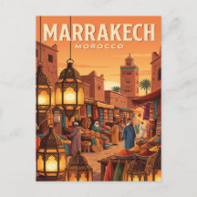 Vintage-Reisepostkarte | Marrakech Marokko