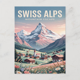 Vintage-Reisepostkarte | Schweizer Alpen Postkarte