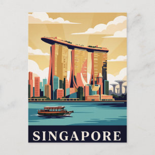 Vintage-Reisepostkarte Singapur Postkarte