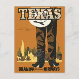Vintage-Reisepostkarte Texas (aktualisiertes Desig Postkarte