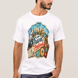 Vintage-Reisepostkarten-Aufkleber – Retro-Welt T-Shirt