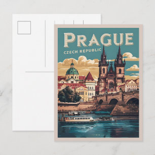 Vintage Reiseprague tschechische Geschenke, Boote Postkarte