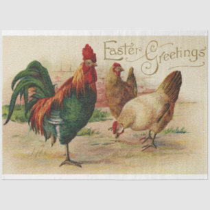 Vintage Reiserouten und Hühner Ostern Urlaub Seidenpapier