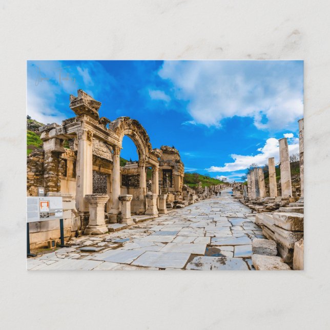 Vintage Reisestadt Izmir Türkei Ephesus Akropolis Postkarte (Vorderseite)