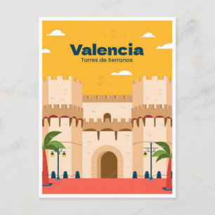 Vintage Reisestadt Valencia Spanien Retro Kunst Postkarte