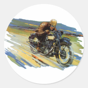 Vintage-Reiseverkehr, Rennmotorrad Runder Aufkleber