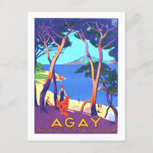 Vintage-Reisewerbeposter für Agay, Frankreich, Postkarte