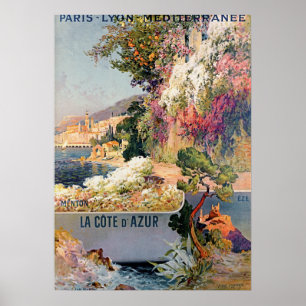 Vintage Reisewerbung an der französischen Riviera Poster