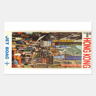 Vintage Reisewerbung für Hong Kong Airlines Rechteckiger Aufkleber
