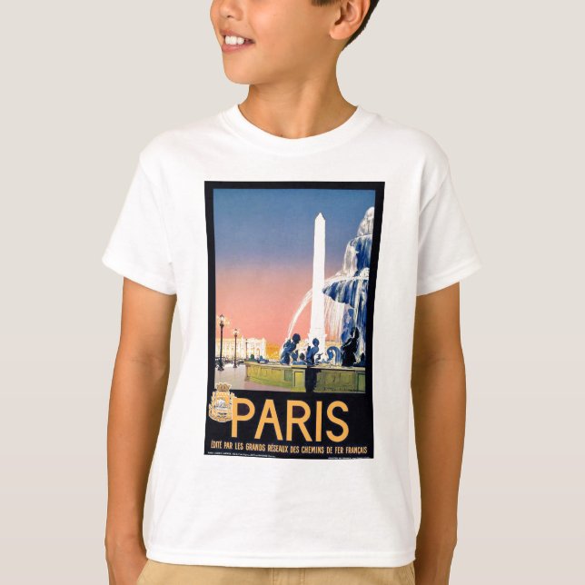 Vintage Reisewerbung in Paris T-Shirt (Vorderseite)
