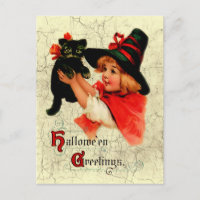 Vintage reizendes kleines Hexen-Postkarte