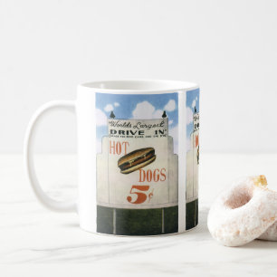 Vintage Reklametafeln, weltweit größter Antrieb in Kaffeetasse