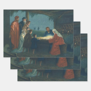 Vintage Religion, Anbetung der Hirten Geschenkpapier Set