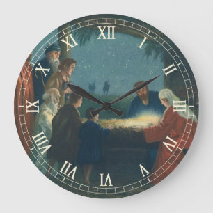 Vintage Religion, Bewunderung der Hirten Große Wanduhr