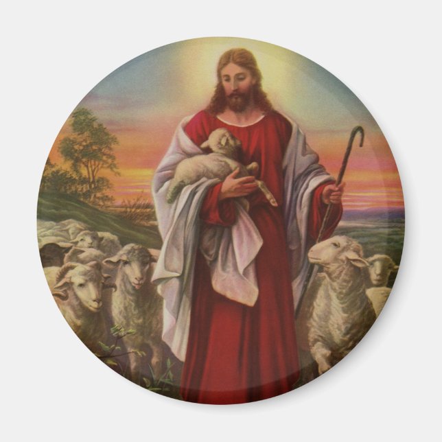 Vintage Religion, Christus, der gute Hirte Magnet (Vorne)