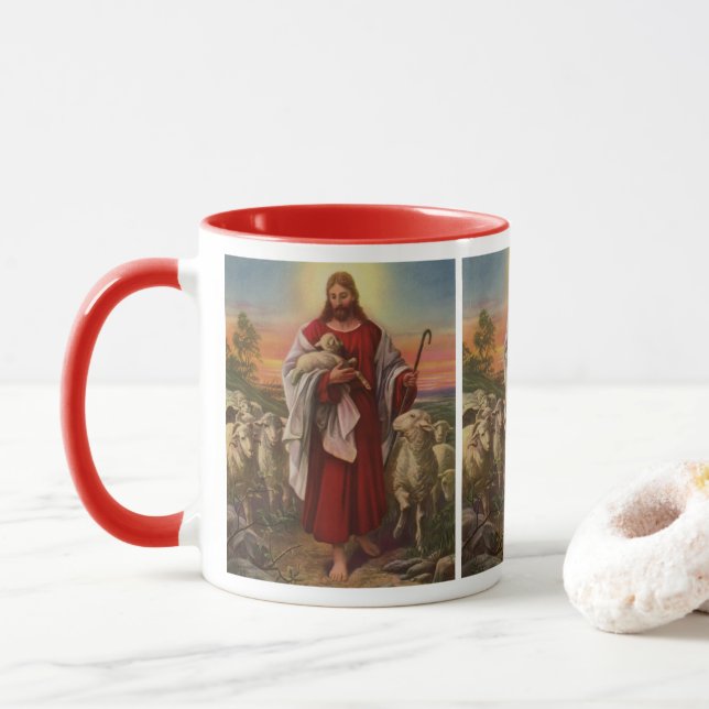 Vintage Religion, Christus, der gute Hirte Tasse (Mit Donut)