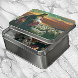 Vintage Religion, Christus guter Hirte mit Flock Puzzle<br><div class="desc">Vintage Illustration religiöser Bibeldesign mit Jesus Christus als Hirte mit seiner Schafherde. Christus hält ein Lamm in den Armen.</div>