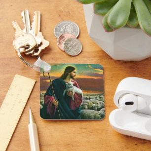 Vintage Religion, Christus guter Hirte mit Flock Schlüsselanhänger