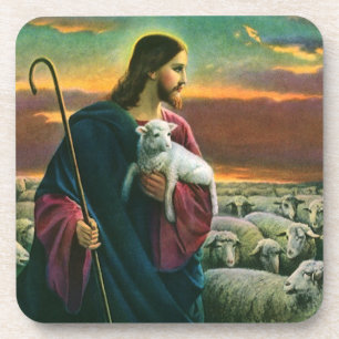 Vintage Religion, Christus guter Hirte mit Herde Getränkeuntersetzer