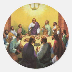 Vintage Religion, Das letzte Abendmahl mit Jesus C Runder Aufkleber
