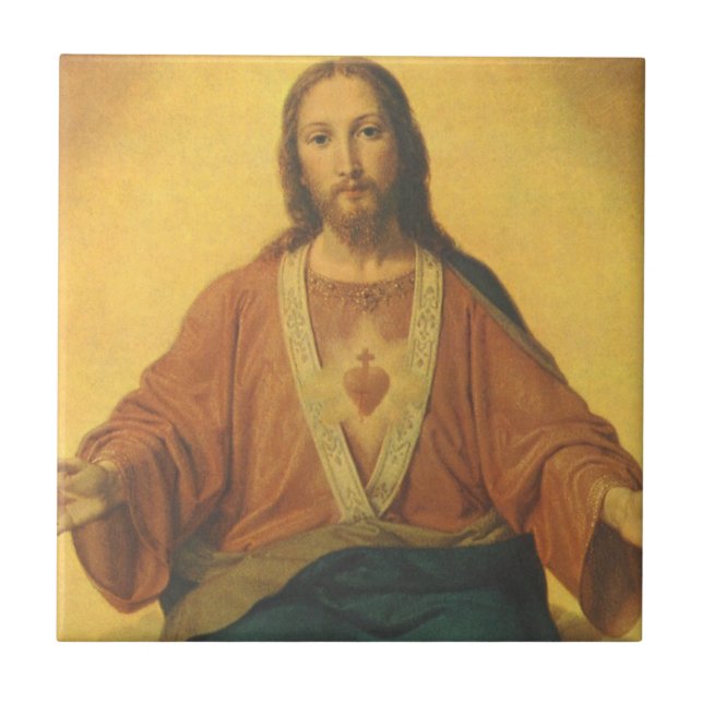 Vintage Religion, heiliges Herz Jesu Christi Fliese (Vorderseite)