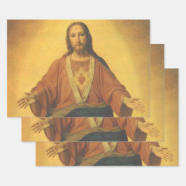Vintage Religion, heiliges Herz Jesu Christi Geschenkpapier Set