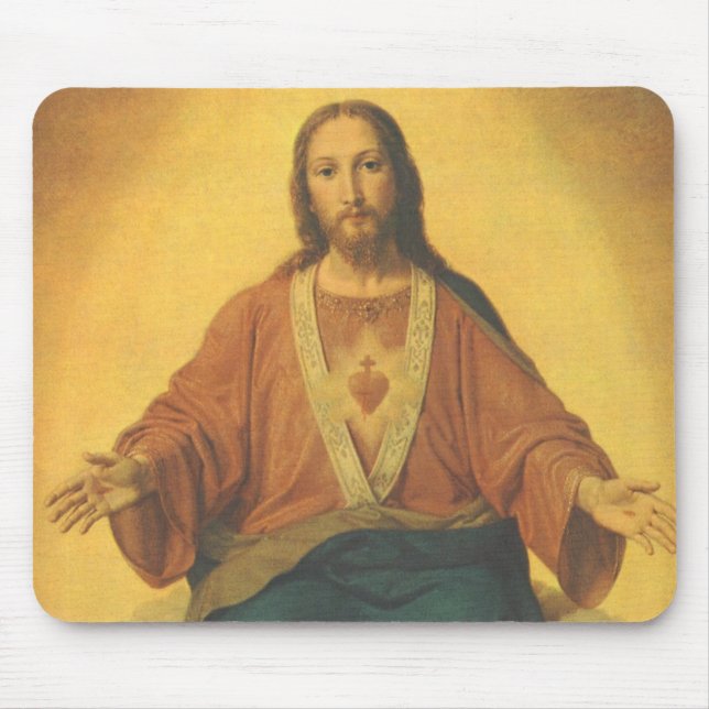 Vintage Religion, heiliges Herz Jesu Christi Mousepad (Vorne)