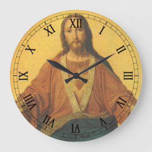 Vintage Religion, Heiligstes Herz Jesu Christi Große Wanduhr