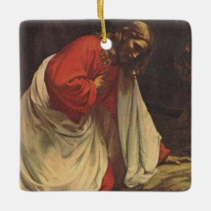 Vintage Religion Jesus Christus Garten von Gethsem Keramikornament