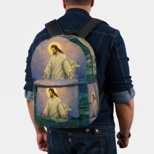 Vintage Religion, Jesus Christus geht auf dem Wass Bedruckter Rucksack