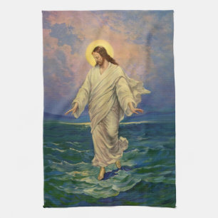 Vintage Religion, Jesus Christus geht auf dem Wass Geschirrtuch