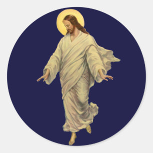 Vintage Religion, Jesus Christus läuft auf dem Was Runder Aufkleber