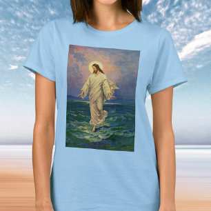 Vintage Religion, Jesus Christus läuft auf dem Was T-Shirt