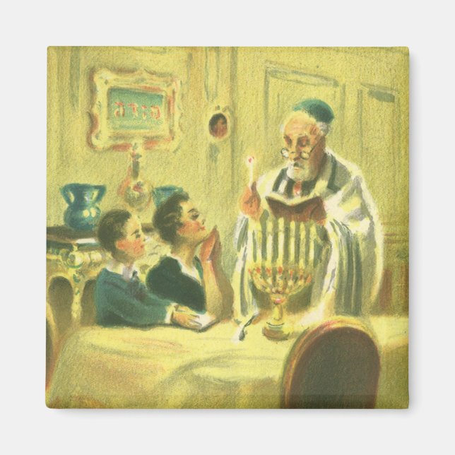 Vintage Religion, Judentum, Licht der Menorah Magnet (Vorne)