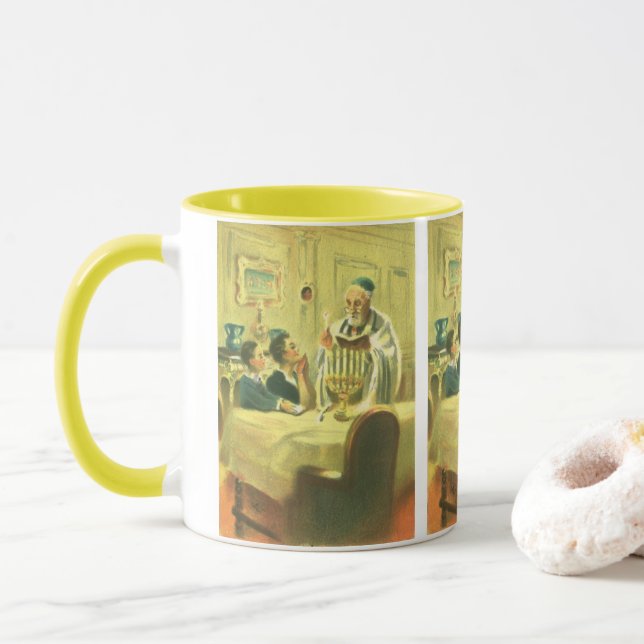 Vintage Religion, Judentum, Licht der Menorah Tasse (Mit Donut)