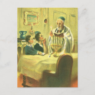 Vintage Religion, Judentum, Menora anzünden Postkarte