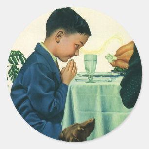 Vintage Religion, Junge Sprichwort Grace am Ernted Runder Aufkleber