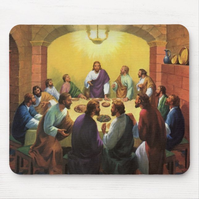 Vintage Religion, Letztes Abendmahl mit Jesus Chri Mousepad (Vorne)