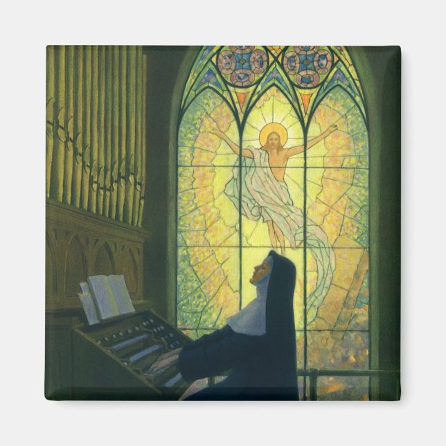 Vintage Religion, Nonnen Kirchenorgan Magnet (Vorne)