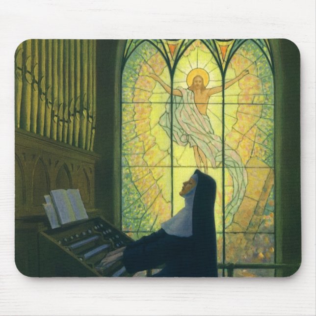 Vintage Religion, Nonnen Kirchenorgan Mousepad (Vorne)
