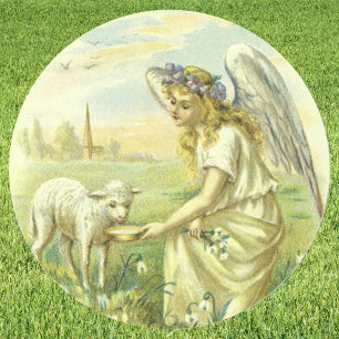 Vintage Religion, viktorianischer Osterengel mit L Runder Aufkleber
