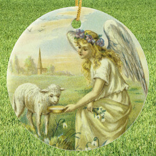 Vintage Religion, Viktorianischer Ostergel mit Lam Keramikornament