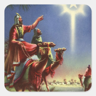Vintage Religion, Weise Männer mit Stern von Bethl Quadratischer Aufkleber