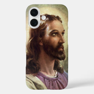 Vintage religiös, Jesus-Christus-Porträt mit Heili iPhone 16 Hülle
