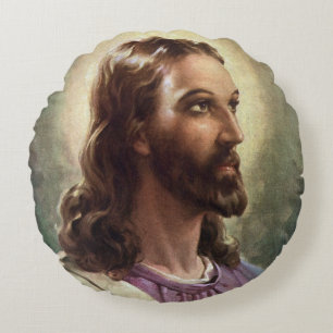 Vintage religiös, Jesus-Christus-Porträt mit Heili Rundes Kissen